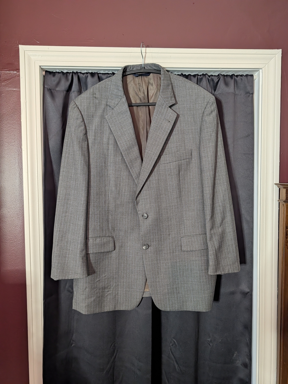 Burberry Gray Pinstriped Wool Mens Two-button Jacket Sport Coat 44R